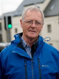 Councillor Allan Henderson at the mini roundabout/T Henderson inverlochy roundabout-1480