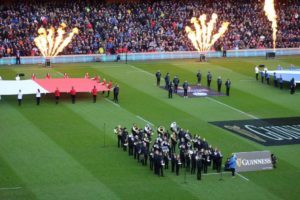 Campbeltown Brass on the pitch before the match kicked off.