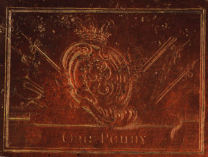 A close-up of the copper plate commissioned by Bonnie Prince Charlie. NO F26 Copper plate close up