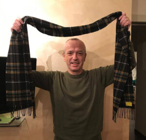 James with his Fort FC tartan scarf. NO F29 James Burns with Fort scarf