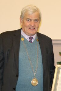 Current Argyll and Bute provost, Councillor Maurice Corry, wearing the Campbeltown chain of office during a recent visit.