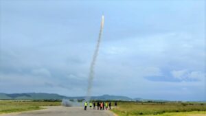 The Discover Space UK team was able to launch one rocket amid the wild weather during Saturday's community open day.