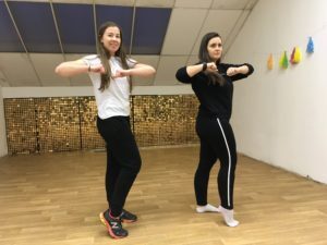 Rebecca McRitchie and Amie Williams at Oban Dance Academy's adult hip hop class.