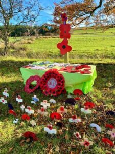 The children placed poppies, wreaths and crosses in honour of fallen military personnel and animals. 